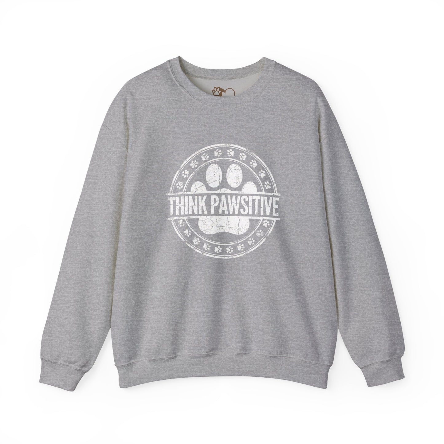 Think Pawsitive Dog Paw Print - Vintage Grunge Pet Lover Design