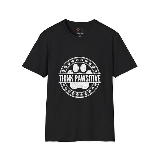 Think Pawsitive Dog Paw Print - Vintage Grunge Pet Lover Design