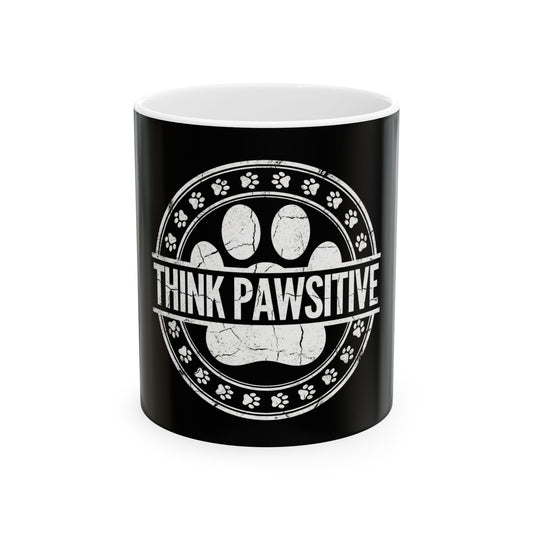 Think Pawsitive Dog Paw Print - Vintage Grunge Pet Lover Design