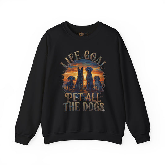 Life Goal: Pet All The Dogs Shirt – Retro Vintage Sunset Dog Lover Gift – Funny German Shepherd, Lab, Dachshund & Pug Graphic Tee