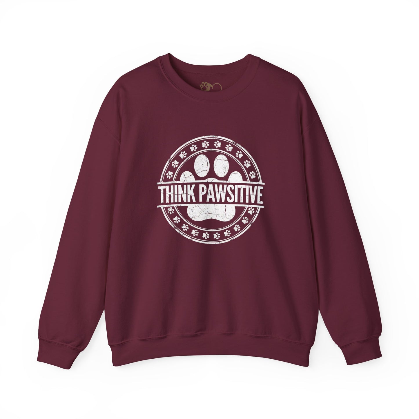 Think Pawsitive Dog Paw Print - Vintage Grunge Pet Lover Design