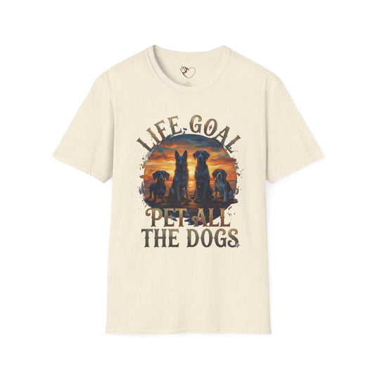 Life Goal: Pet All The Dogs Shirt – Retro Vintage Sunset Dog Lover Gift – Funny German Shepherd, Lab, Dachshund & Pug Graphic Tee
