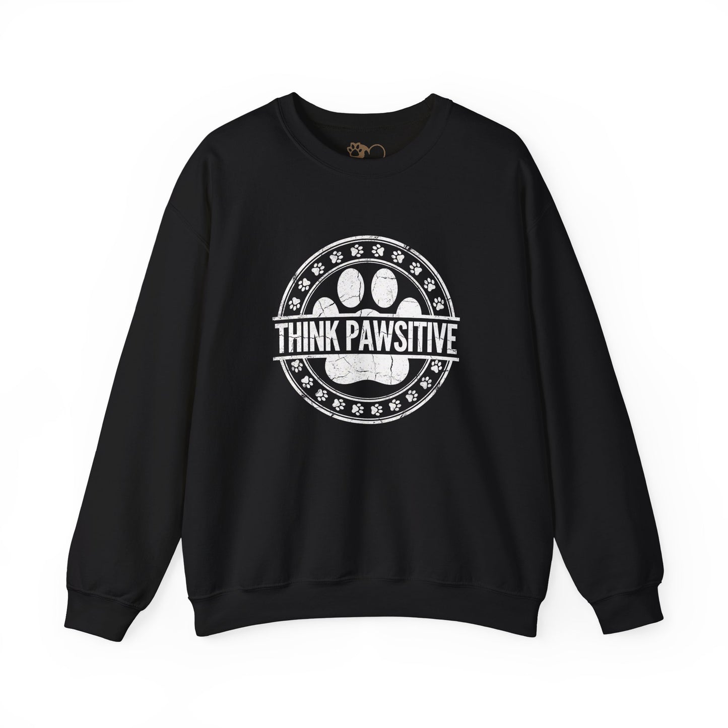 Think Pawsitive Dog Paw Print - Vintage Grunge Pet Lover Design
