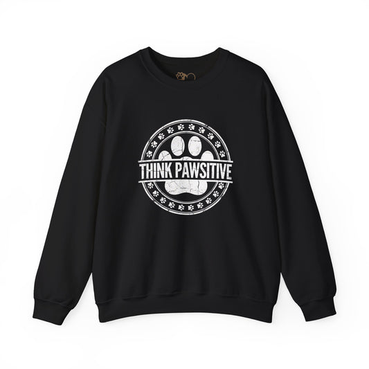 Think Pawsitive Dog Paw Print - Vintage Grunge Pet Lover Design