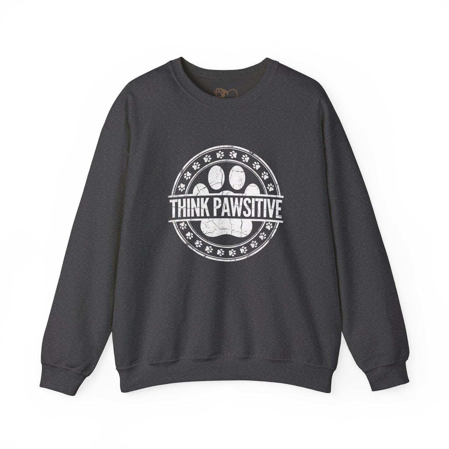 Think Pawsitive Dog Paw Print - Vintage Grunge Pet Lover Design