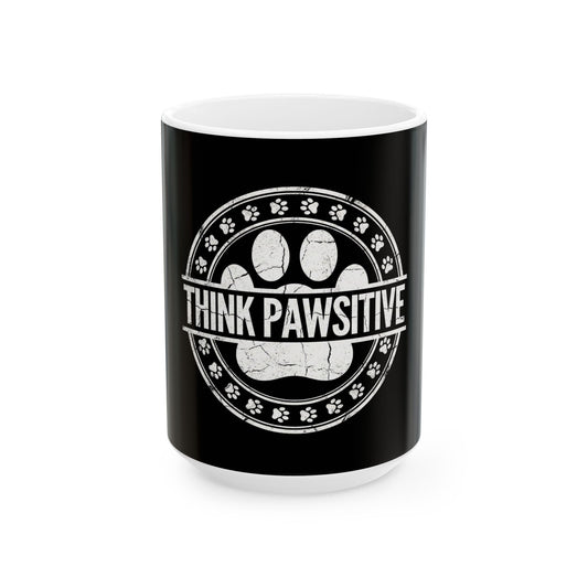 Think Pawsitive Dog Paw Print - Vintage Grunge Pet Lover Design